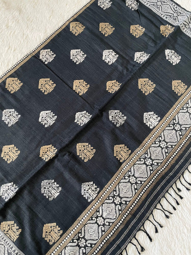 Assam Eri Silk Saree | Gray | Handwoven | Silk Mark Certified | Ships from California